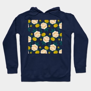 Yellow and Cream Peonies Pattern Hoodie